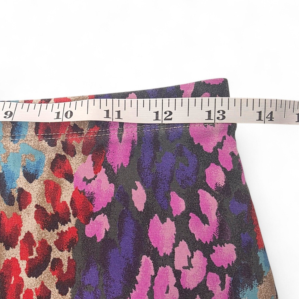 Forever 21 Womens Leopard Print Mini Skirt Pink Blue Red Animal Print Size M - Picture 5 of 6